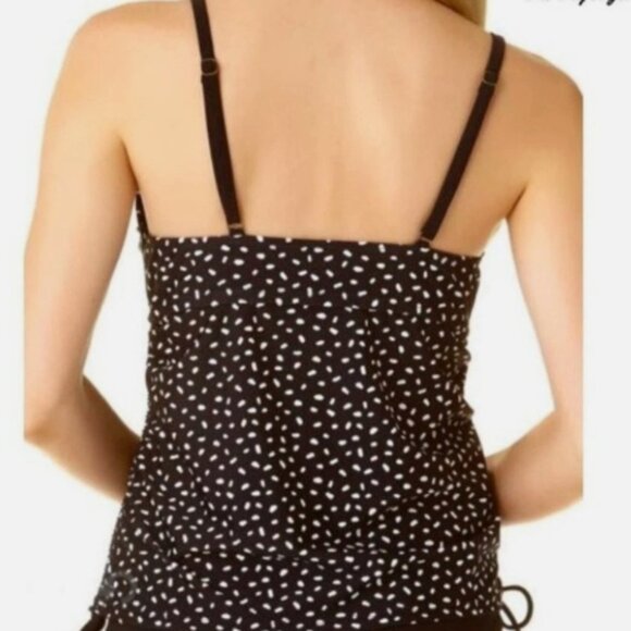 *SALE* A.N.A Dots Tankini Top with Adjustable Gathered Sides in Black & White - Picture 3 of 3